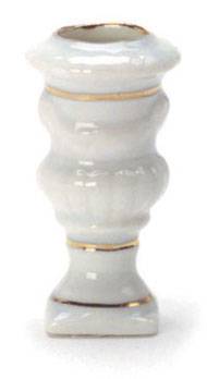 Dollhouse Miniature Porcelain Roma Urn W/Gold Trim 1Pc